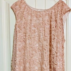 Plus Size Rose Pink Lace Dress
